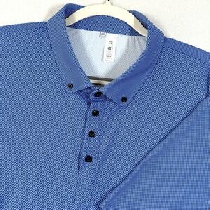 State and Liberty Polo Shirt Mens 3XL Teck Polo Performance Blue Dobby Print